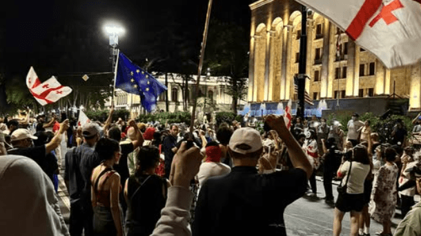 Participants of the protest in Tbilisi. Screenshot of the photo Publika from 20.07.25, https://www.facebook.com/photo?fbid=1501418504591028&set=a.715406393192247 (the activities of the company Meta, which owns the social network, are banned in Russia) Participants of the protest in Tbilisi. Screenshot of the photo Publika from 20.07.25, https://www.facebook.com/photo?fbid=1501418504591028&set=a.715406393192247 (the activities of the company Meta, which owns the social network, are banned in Russia)