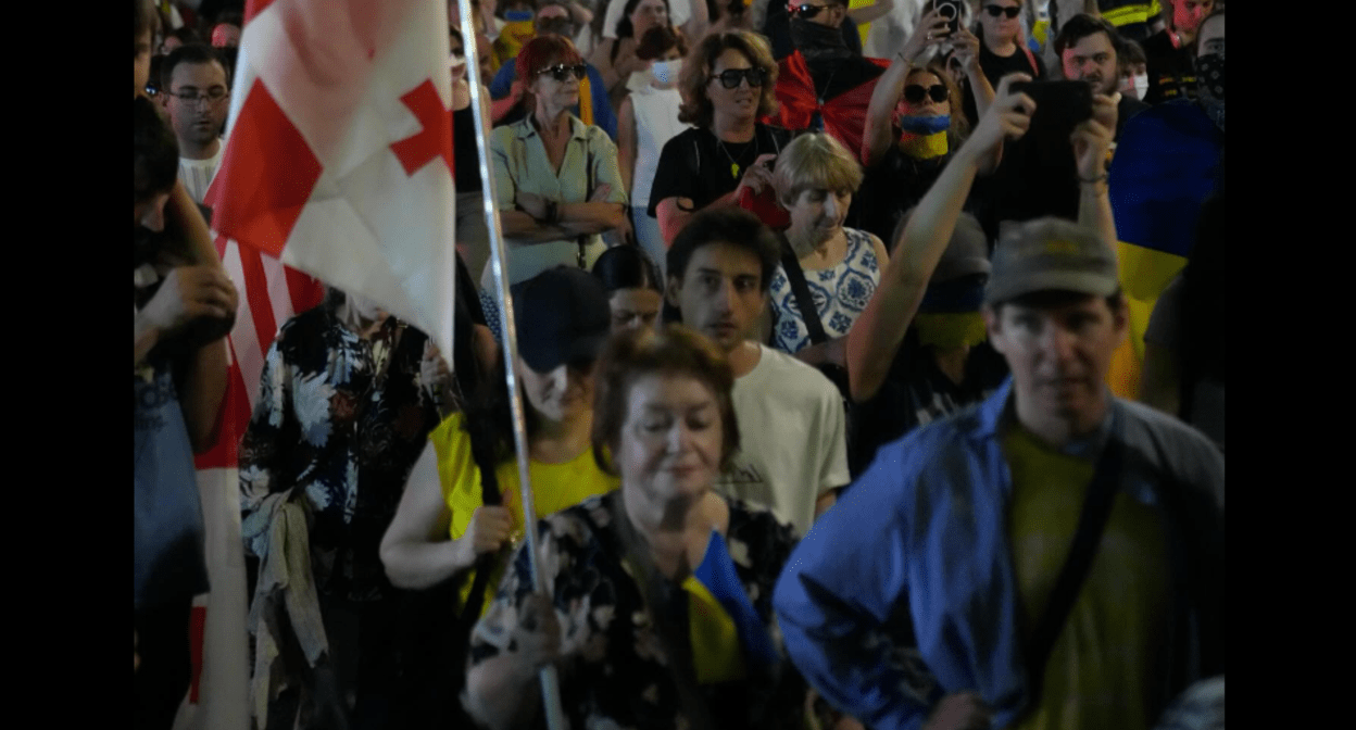 Participants of the march in Tbilisi. Screenshot of the photo Publika from 24.08.25, https://www.facebook.com/photo?fbid=1531798984886313&set=pcb.1531799101552968
