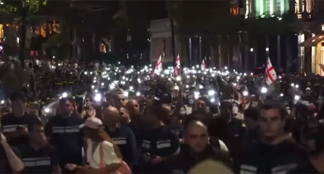 Protest in Tbilisi. September 2, 2025. Screenshot of the video https://t.me/Tbilisi_life/41819
