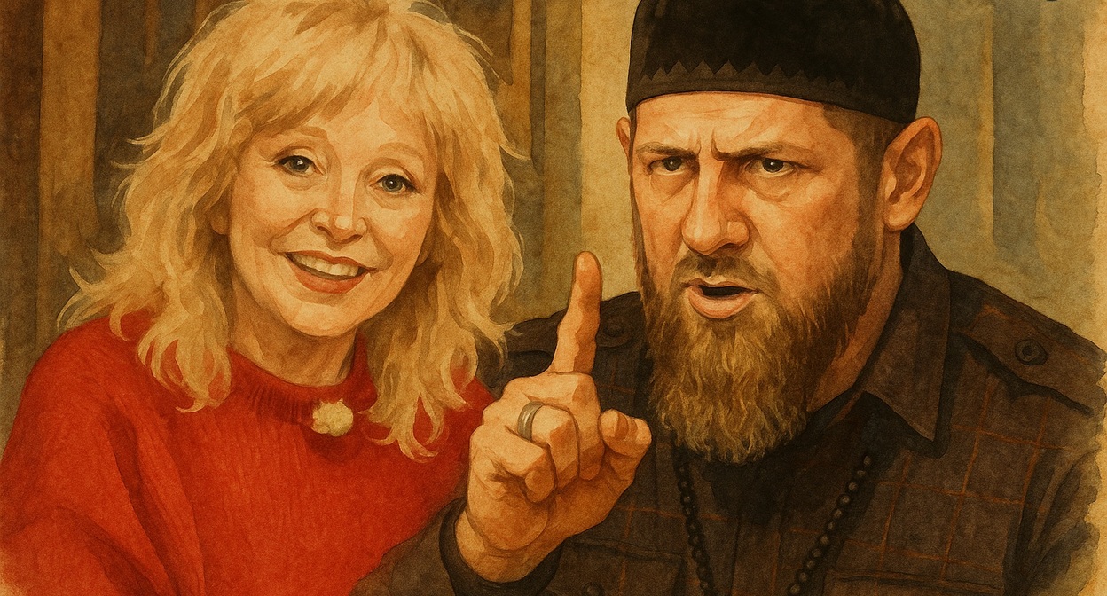 Pugacheva and Kadyrov. Illustration created by "Caucasian Knot" with the help of AI
