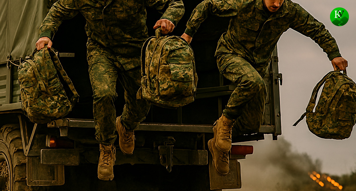 Military personnel in the Northeast Military District. Illustration created by the "Caucasian Knot" using AI in the Copilot program.