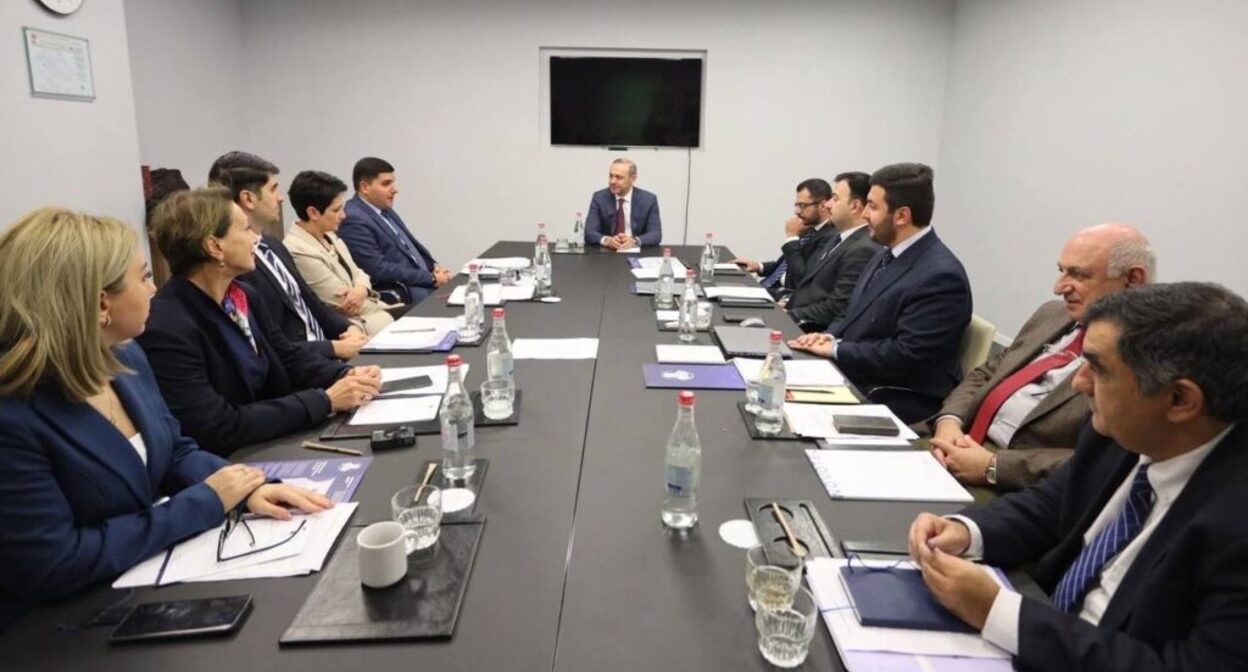 Participants in a roundtable of civil society representatives. Photo: https://rcsp.am/en/entry/8755/bilateral-round-table-of-representatives-of-civil-society-from-armenia-and-azerbaijan/