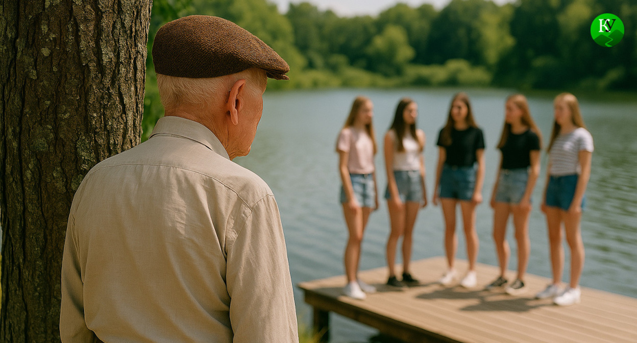 A pensioner and teenagers. Illustration created by the Caucasian Knot using AI in the Copilot program.