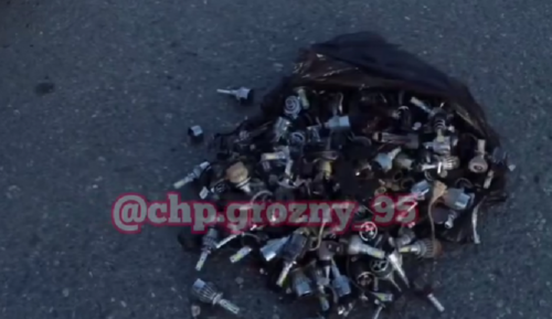 Confiscated lamps. Still frame from the video "Emergency in Grozny", https://www.instagram.com/p/DQfRamDDMOt/ 

