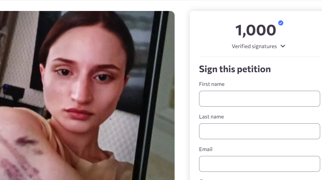 Petition page demanding an investigation into the death of Aishat Baimuradova, https://www.change.org/p/justice-for-aishat-call-on-armenia-for-a-transparent-investigation

