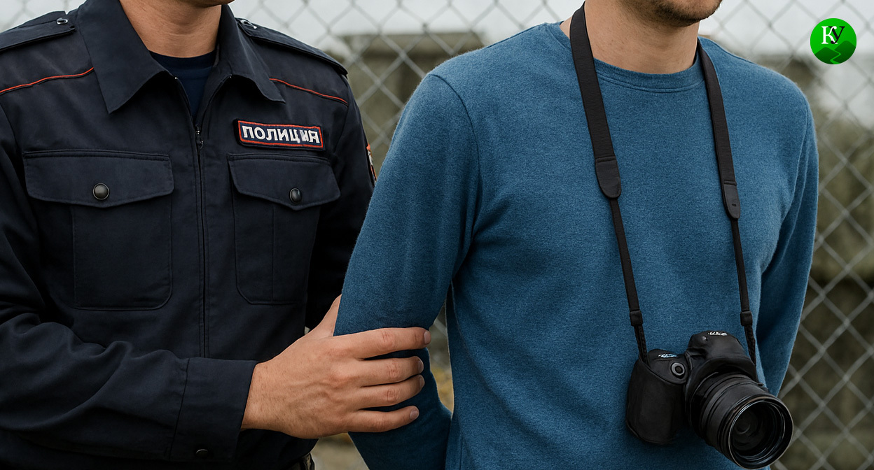 The arrest of a blogger. Illustration created by the "Caucasian Knot" using AI in the Copilot program.