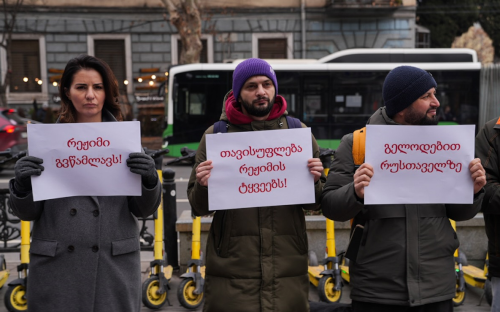Photo of a mass picket in Support for political prisoners in Tbilisi. January 23, 2026. Photo: Publika / 
https://www.facebook.com/photo/?fbid=1661209515278592&set=pcb.1661209571945253