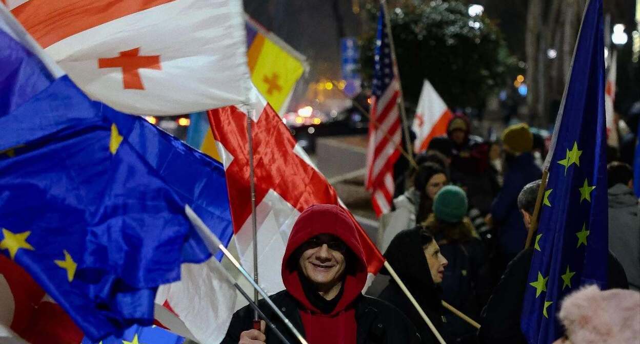 Protesters on Rustaveli Avenue, January 26, 2026. Photo: Ketevan Khutsishvili / Netgazeti
