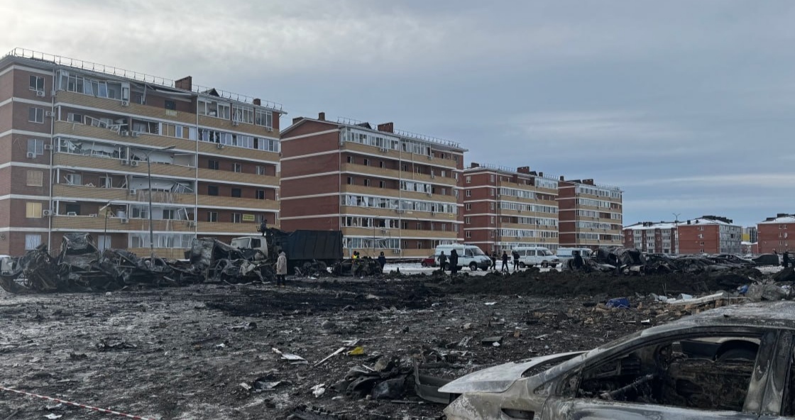 The aftermath of an airstrike in the village of Novaya Adygeya. Photo from Murat Kumpilov's Telegram channel https://t.me/muratkumpilov/18339