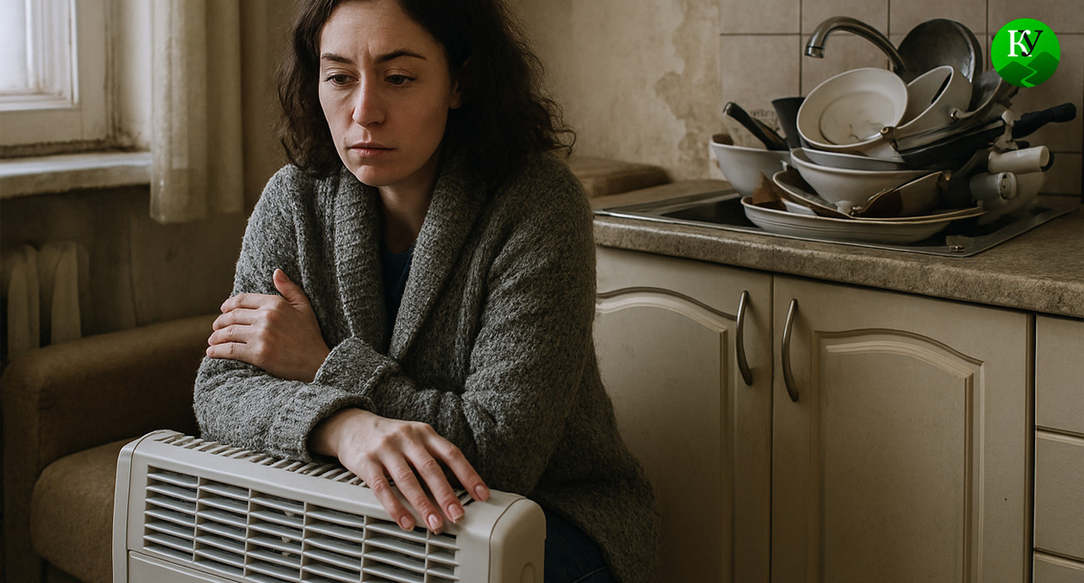 A girl by a heater. Illustration created by the Caucasian Knot using AI in the Copilot program.