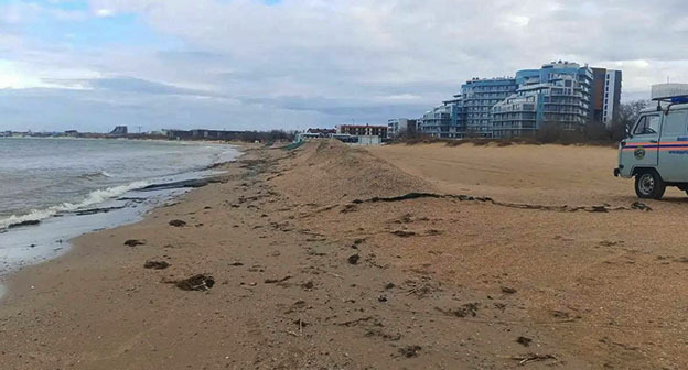 Beach in Anapa. February 2026. Photo: https://t.me/opershtab23/14998 Beach in Anapa. February 2026. Photo: https://t.me/opershtab23/14998