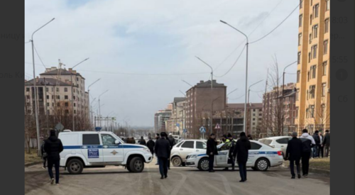 Security forces cars at the courthouse. Screenshot of the photo "Fortanga" from 02/18/26, https://t.me/fortangaorg/21474?single