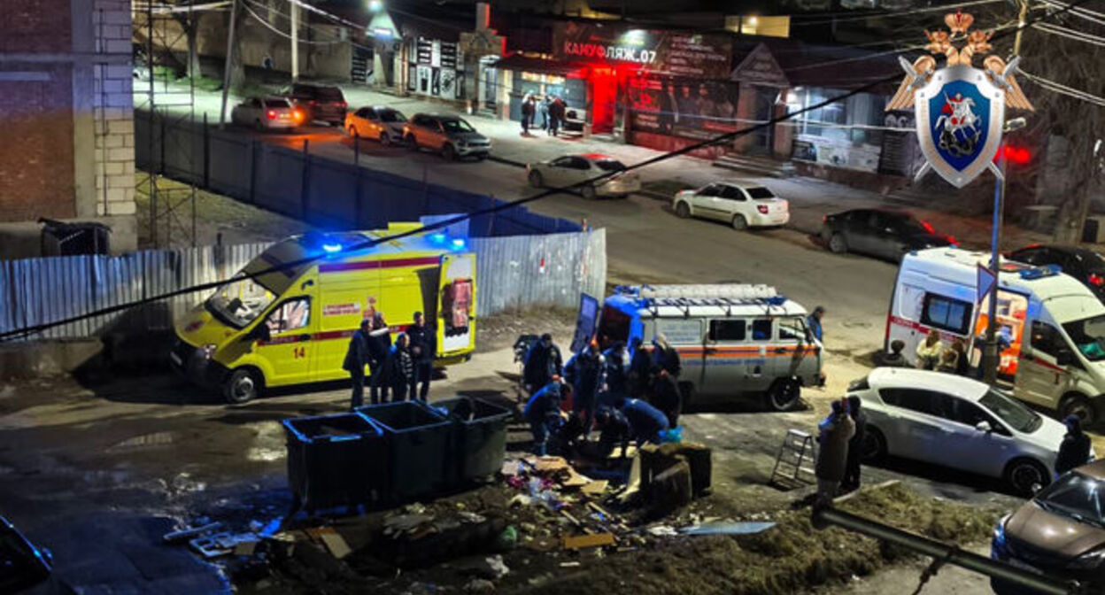 At the scene of the incident. March 5, 2026. Photo: VKontakte/Investigative Committee of the Russian Federation for the Kabardino-Balkarian Republic