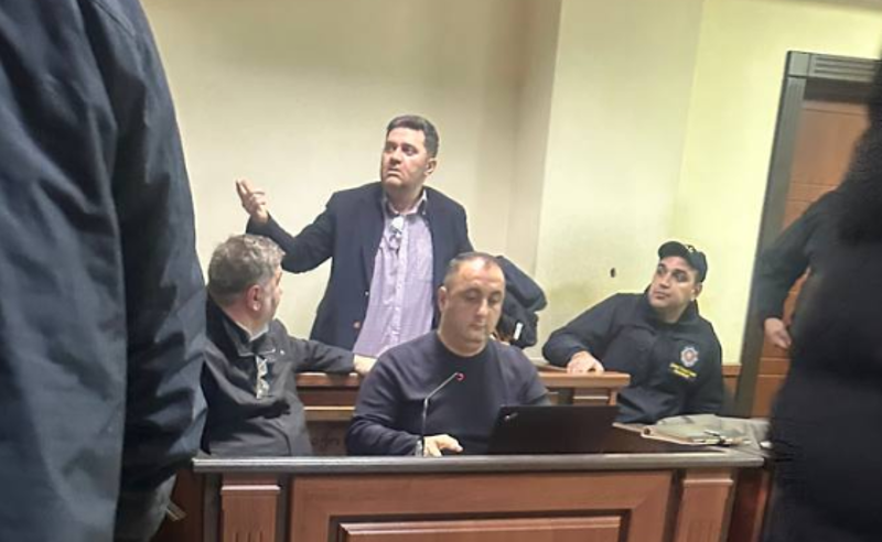 Still from former Georgian Defense Minister Bacho Akhalaia's testimony at a court hearing in Tbilisi. Photo: TV Pirveli /https://tvpirveli.ge/ka/siaxleebi/sazogadoeba/122905-ivanishvili-aris-dasamkhobi-bacho-akhalaias-sitkva-sasamartlo-skhdomaze?