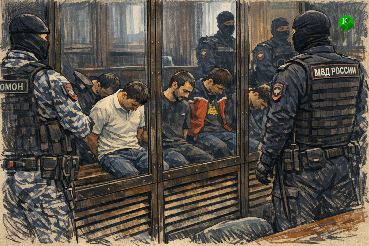 The verdict in the Crocus City terrorist attack case. Illustration created by Caucasian Knot using AI in the Copilot program.