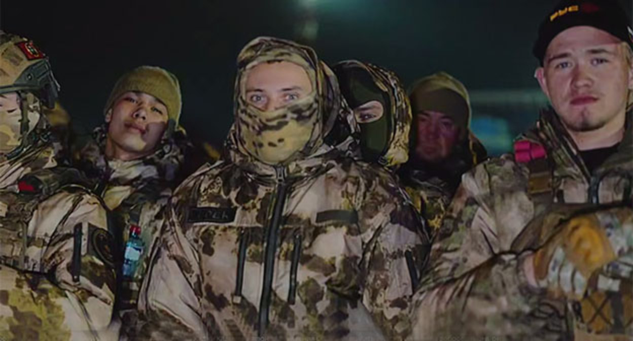 A group of fighters sent from Chechnya to the SVO zone. March 27, 2026. Video screenshot: https://t.me/RKadyrov_95/6448