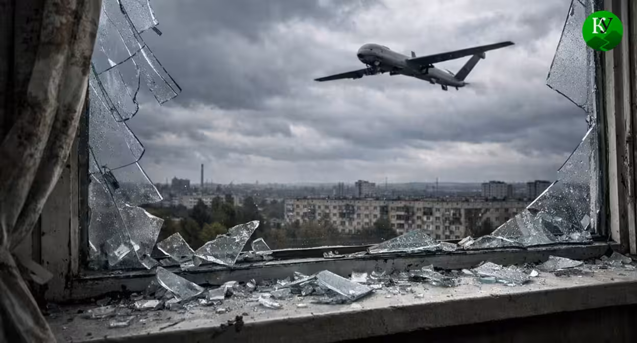 A UAV in the sky. Illustration created by the Caucasian Knot using AI in the Copilot program.