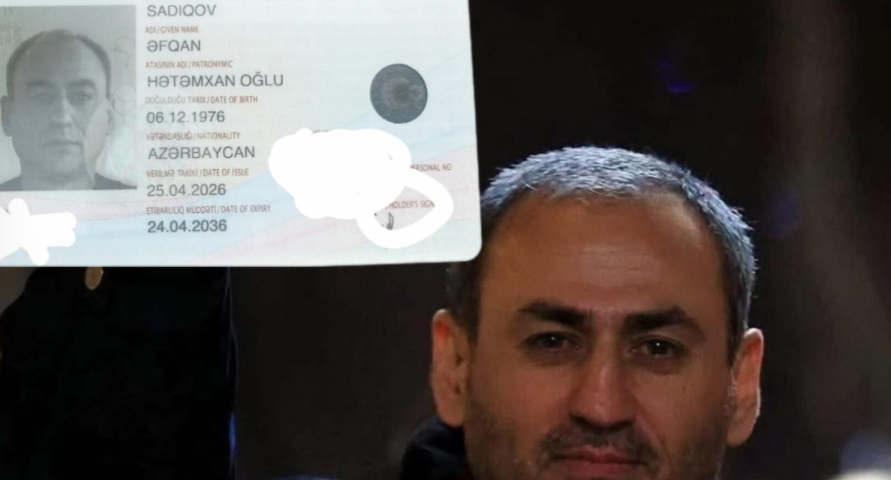 Afgan Sadygov with his new ID. Screenshot from Sevinj Sadygova's page, April 25, 2026, https://www.facebook.com/photo?fbid=1503949298000556&set=a.106173941111439 (Meta, the company that owns the social network, is banned in Russia).