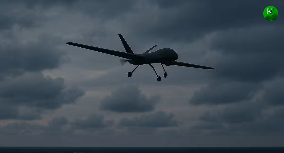 A UAV in the sky. Illustration created by the "Caucasian Knot" using AI in the Copilot program.