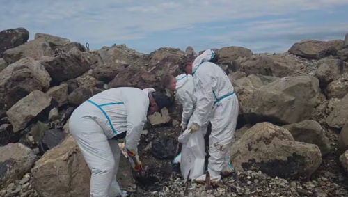 Beach cleaning in Tuapse. Still frame from the Kuban operational headquarters video from May 28, 2026, https://t.me/opershtab23/16138