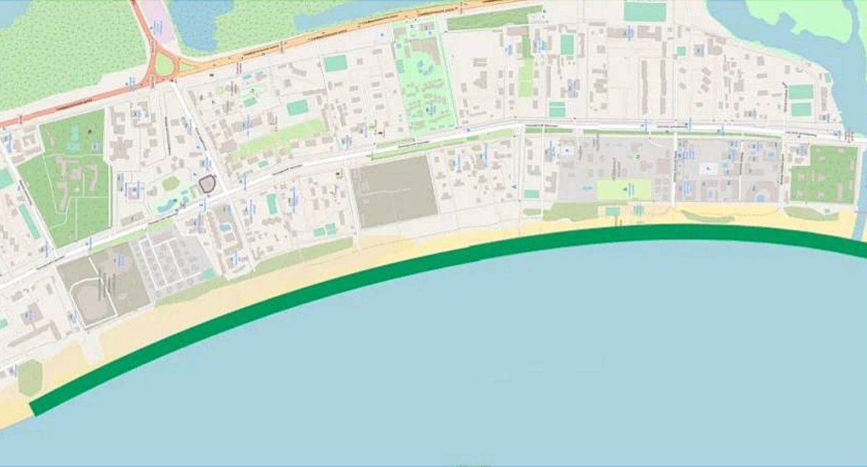 One of the beach sections (Central Beach - from the Medical Beach to the beach of the Bimluk Sanatorium) permitted for recreation in Anapa. Illustration from the mayor's Telegram channel https://t.me/sbmaslova/6319