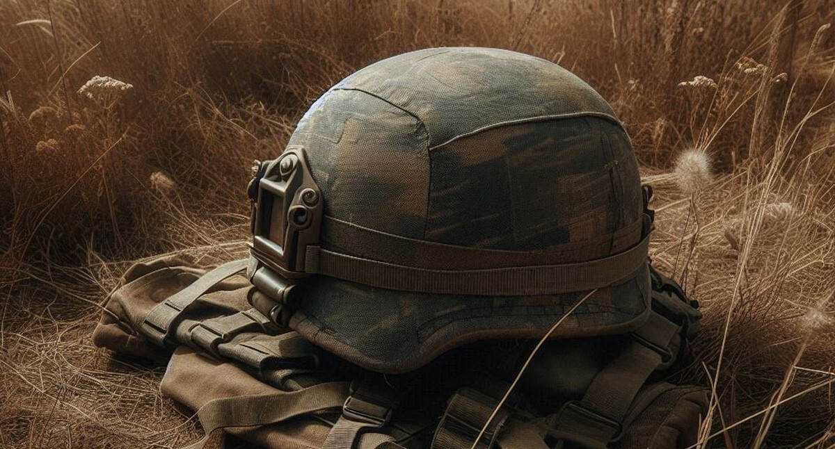 A military helmet. Illustration created using Copilot software.