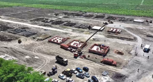 Construction site in Mamedkale. Still from a video from Fyodor Shchukin's Telegram channel, June 13, 2026, https://t.me/Glava_RD/183.
