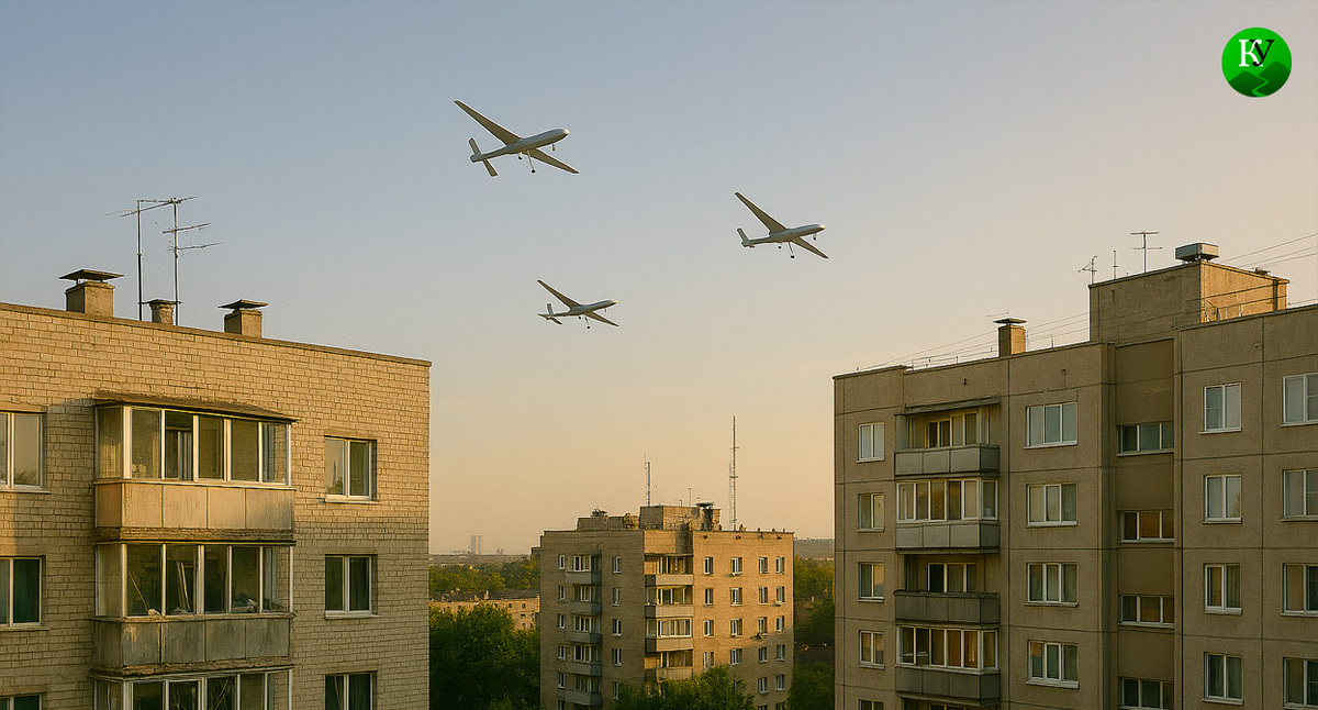 A drone over the city. Illustration created by the Caucasian Knot using AI in the Copilot program. A drone over the city. Illustration created by the Caucasian Knot using AI in the Copilot program.
