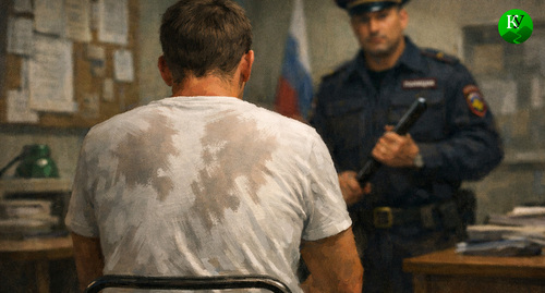 Torture in the police. Image created by the "Caucasian Knot" using AI in the Copilot program. 