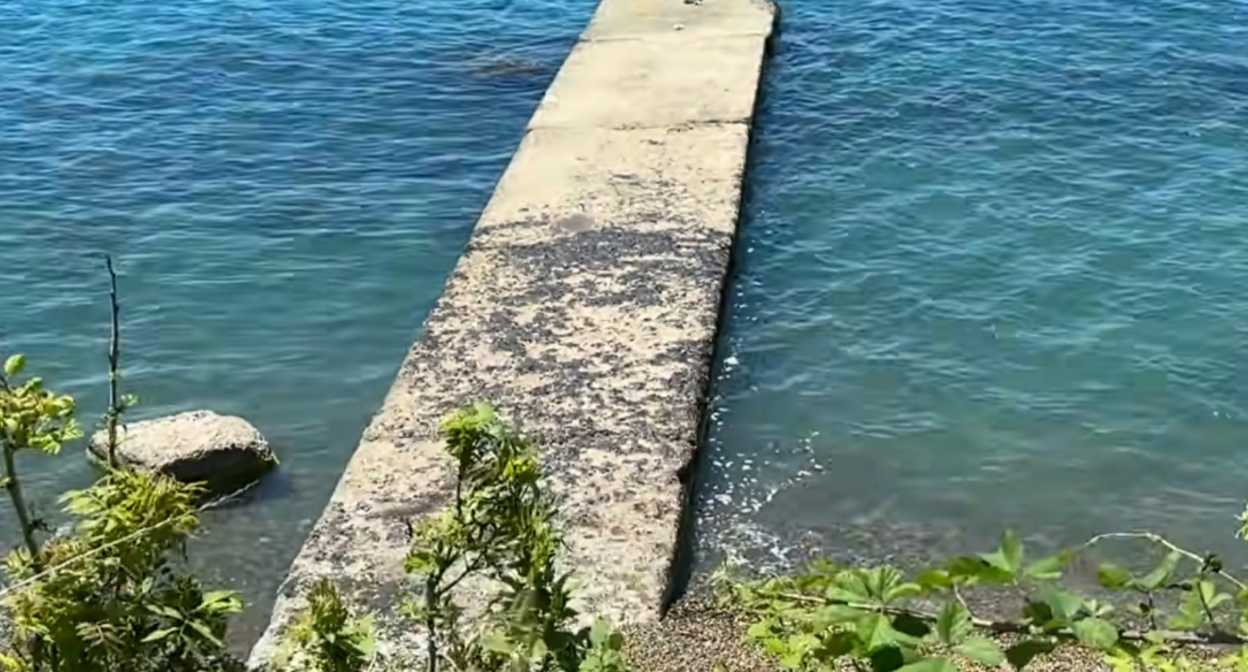 The pier in Shepsi. Screenshot from Evgeny Vitishko's Telegram channel, June 23, 2026, https://t.me/evitishko/1771
