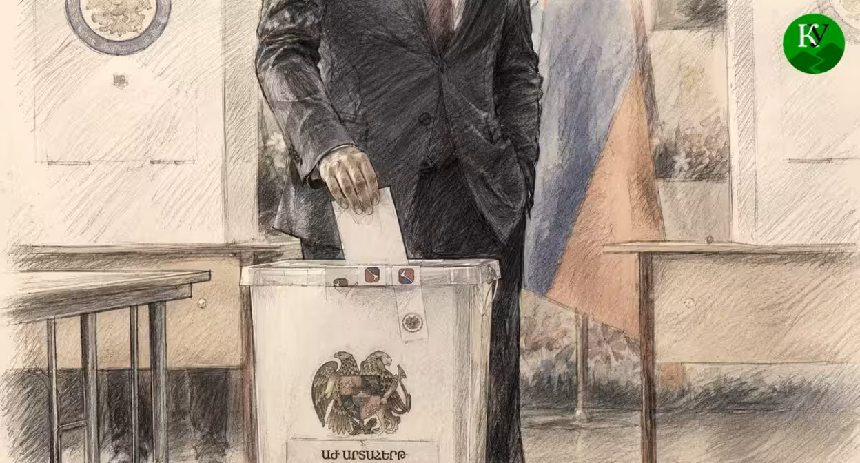 At a polling station in Armenia. Illustration created by "Caucasian Knot" using AI in the Copilot program.