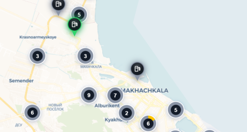 The situation with fuel at gas stations in Makhachkala at 22:45 MSK 08.07.26. Screenshot from "Where is FUEL" (Gdebenz.ru). The situation with fuel at gas stations in Makhachkala at 22:45 MSK 08.07.26. Screenshot from "Where is FUEL" (Gdebenz.ru).