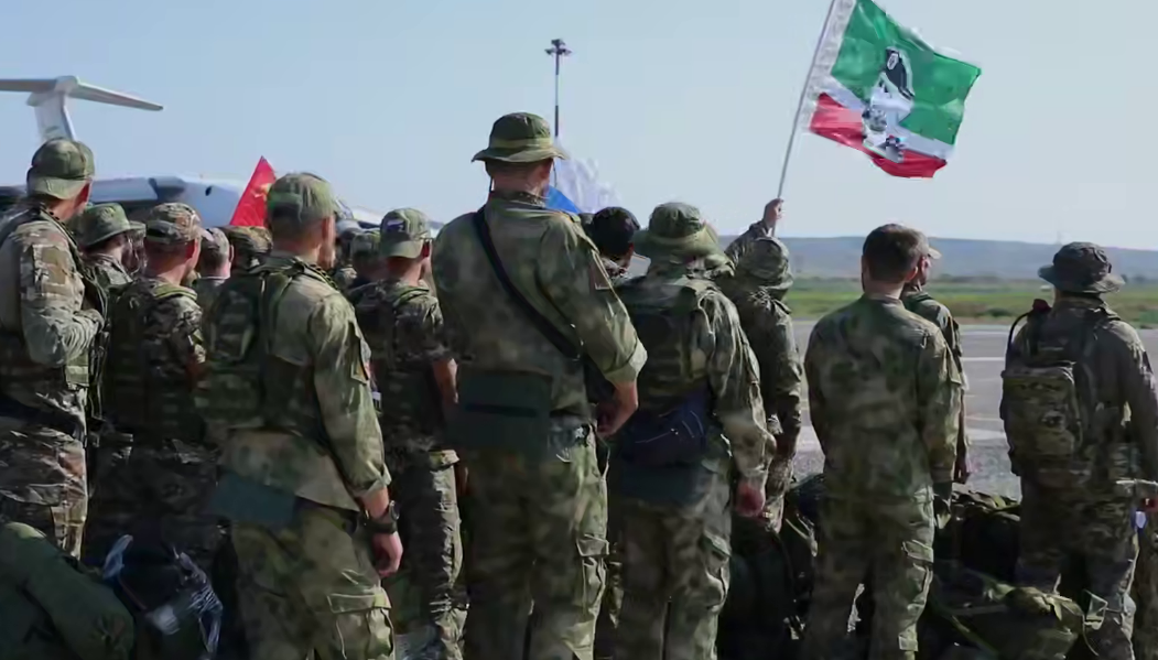 Fighters at Grozny airport. Screenshot from a photo in Ramzan Kadyrov's Telegram channel dated 26.07.26, https://t.me/RKadyrov_95/6749 Fighters at Grozny airport. Screenshot from a photo in Ramzan Kadyrov's Telegram channel dated 26.07.26, https://t.me/RKadyrov_95/6749
