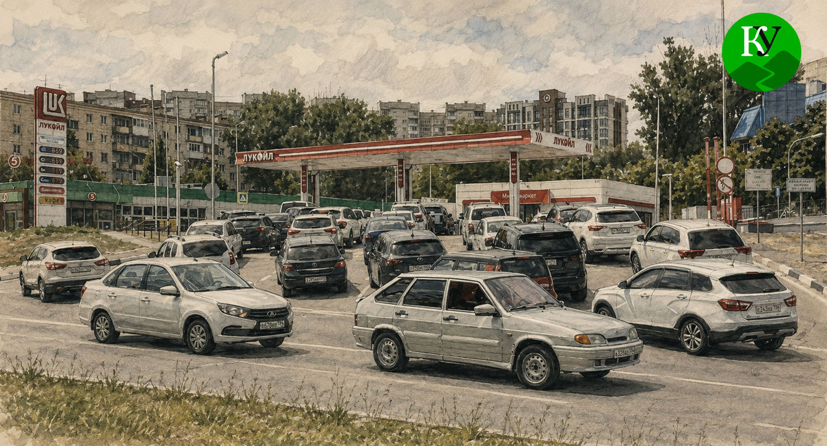 Queue at the gas station. Illustration created by "Caucasian Knot" using AI in the Copilot program. Queue at the gas station. Illustration created by "Caucasian Knot" using AI in the Copilot program.