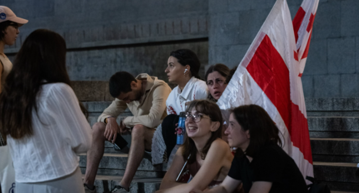 Participants of the protest action in Tbilisi. Screenshot from Publika photo dated 02.08.26, https://www.facebook.com/photo/?fbid=1830019351730940&set=pb.100041686795244.-2207520000 (the activities of the company Meta, which owns the social network, are banned in Russia)
