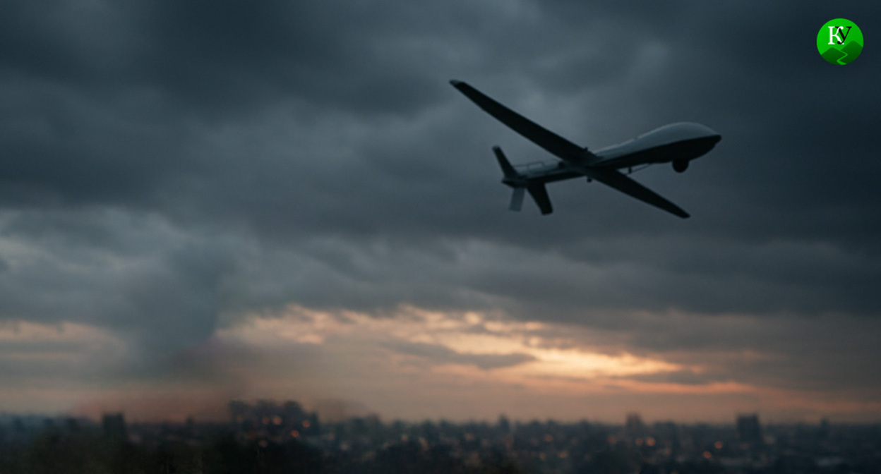 UAVs in the sky. Illustration created by "Caucasian Knot" using AI in the Copilot program. UAVs in the sky. Illustration created by "Caucasian Knot" using AI in the Copilot program.