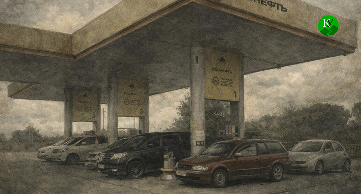 Gas station. Illustration created by "Caucasian Knot" using AI in the Copilot program.