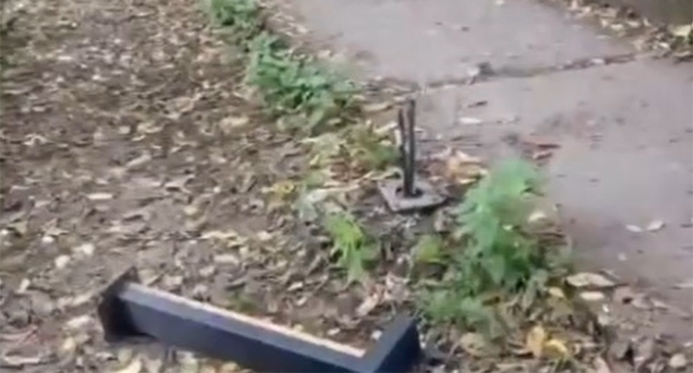 Damaged lantern. Frame from the video on the page https://www.instagram.com/reels/Dci-PWsNVHc (the activities of the company Meta (which owns Facebook, Instagram, and WhatsApp) are banned in Russia)