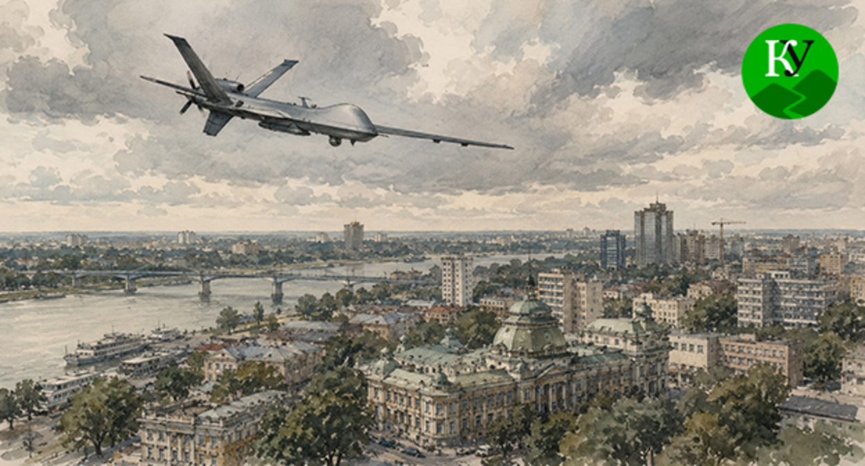 A drone over Rostov-on-Don. Illustration created by "Caucasian Knot" using AI in the Copilot program. A drone over Rostov-on-Don. Illustration created by "Caucasian Knot" using AI in the Copilot program.
