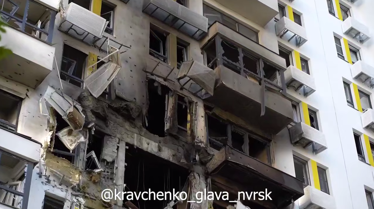 An apartment building damaged after the UAV attack in Novorossiysk. September 9, 2026. Screenshot of the video https://t.me/kravchenko_glava_nvrsk/16932