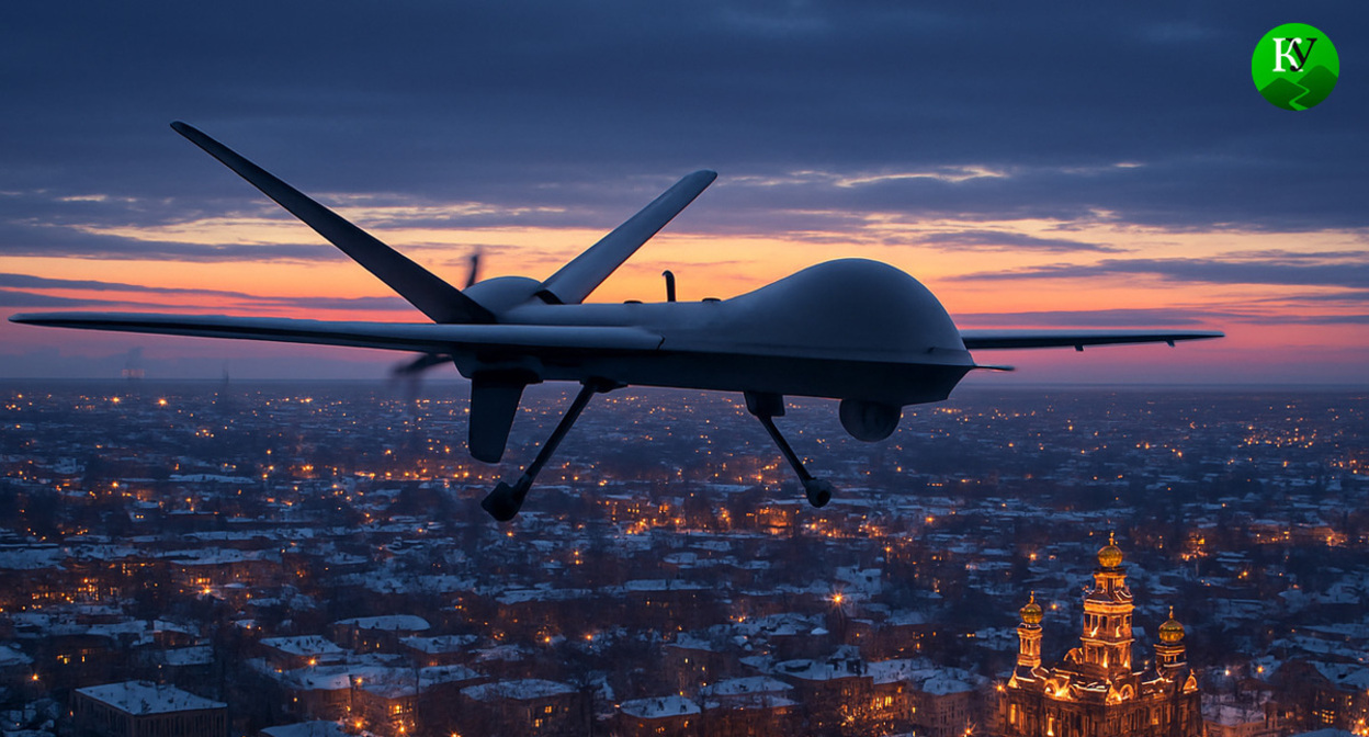 UAV in flight. Illustration created by "Caucasian Knot" using AI in the Copilot program.