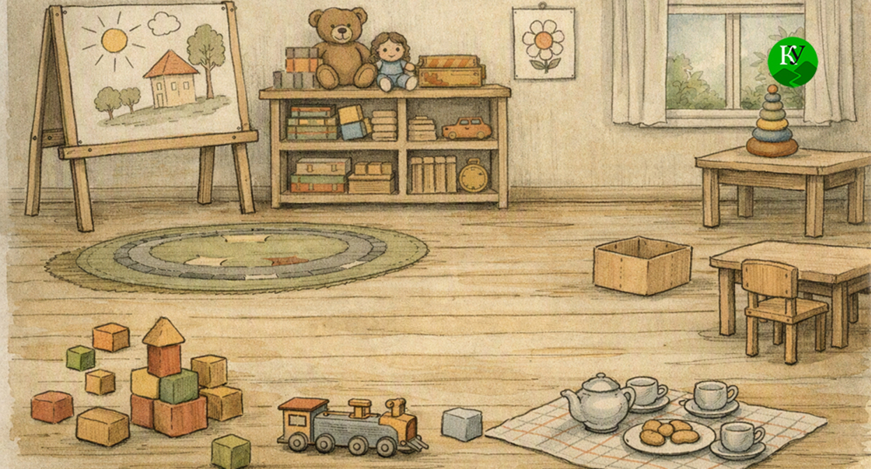 Kindergarten. Illustration created by "Caucasian Knot" using AI in the Copilot program.
