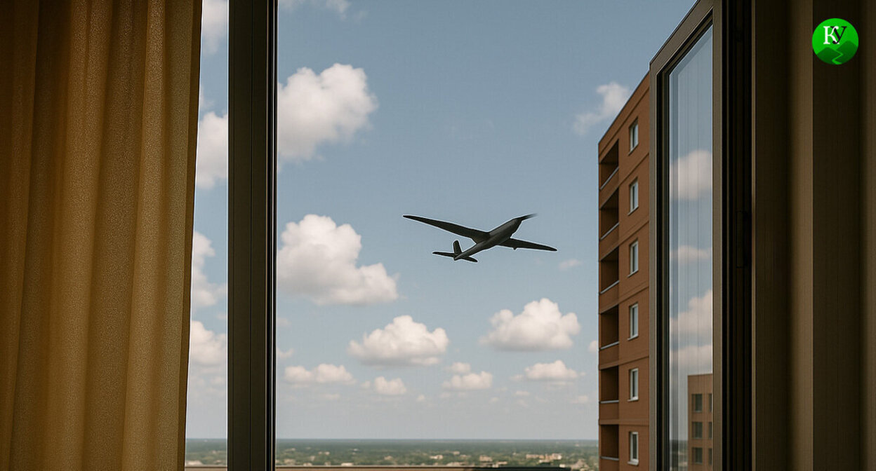 Drones in the sky. Illustration created by "Caucasian Knot" using AI in the Copilot program.