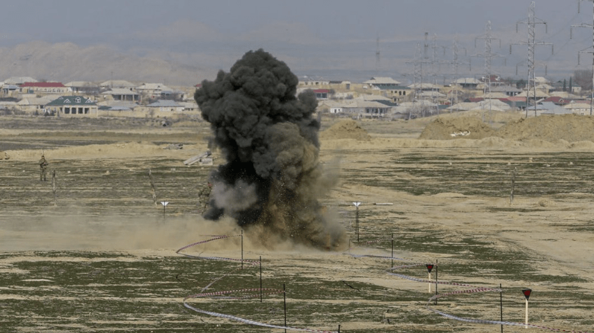 Mine explosion. Screenshot from Haqqin.Az https://haqqin.az/news/344669. Mine explosion. Screenshot from Haqqin.Az https://haqqin.az/news/344669.