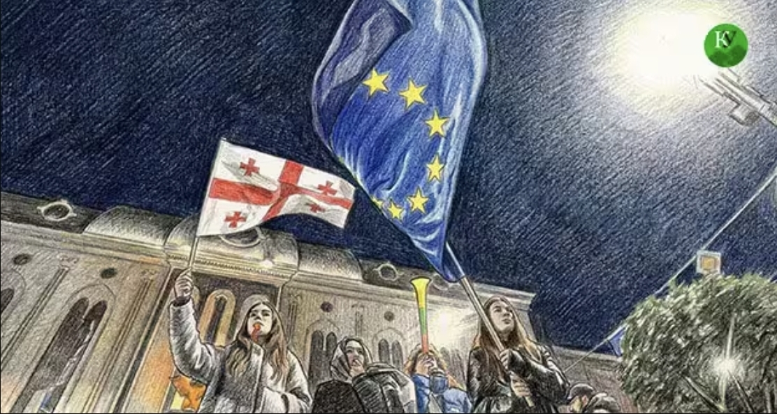 Participants of the protest action in Tbilisi. Illustration created by "Caucasian Knot" using AI in the Copilot program Participants of the protest action in Tbilisi. Illustration created by "Caucasian Knot" using AI in the Copilot program