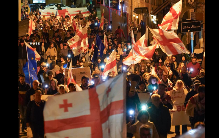 March in Tbilisi. Photo Mo Se from 03.10.26, https://www.facebook.com/photo/?fbid=4454505191530885&set=pcb.4454507014864036 (the activities of the company Meta, which owns the social network, are banned in Russia)