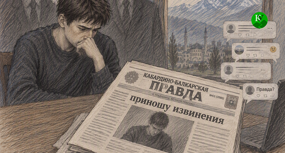A note with public apologies in the newspaper. The illustration was created by "Caucasian Knot" using AI in the Copilot program. A note with public apologies in the newspaper. The illustration was created by "Caucasian Knot" using AI in the Copilot program.