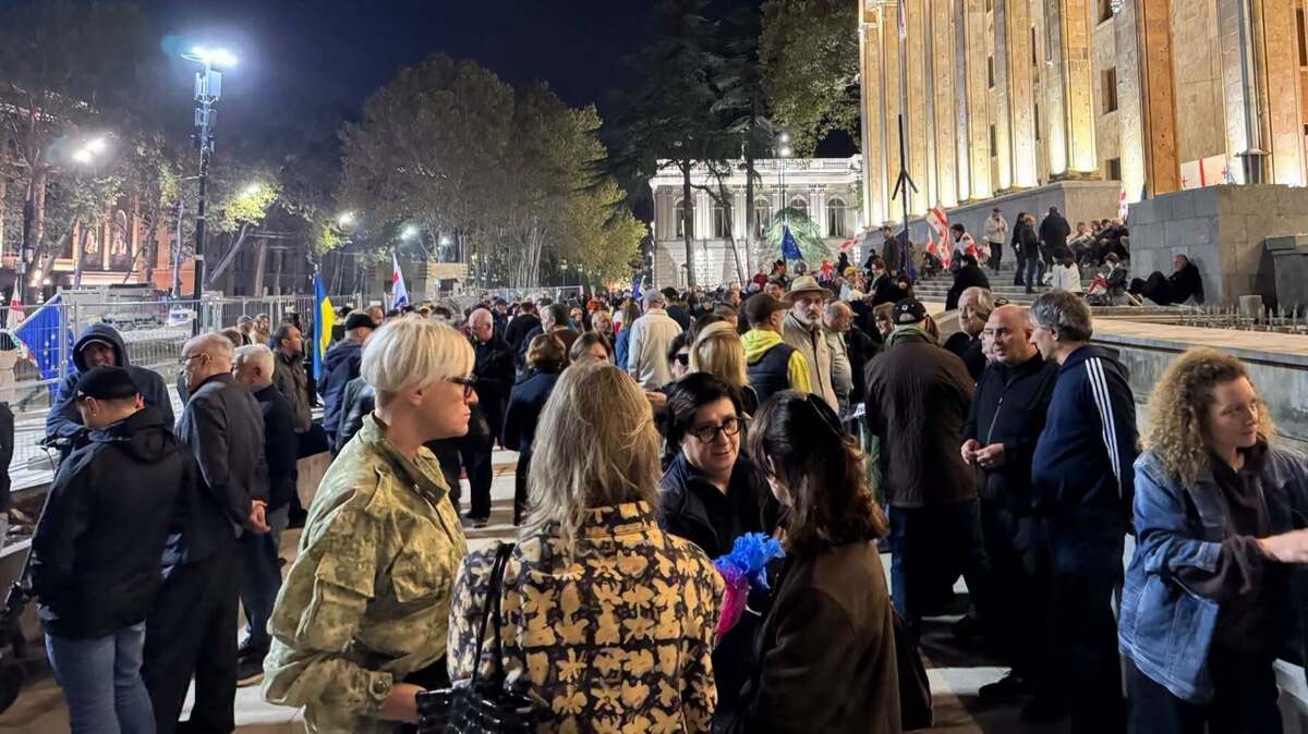 Demonstrators outside the parliament of Georgia. Photo: Giorgi Mumladze / Facebook*