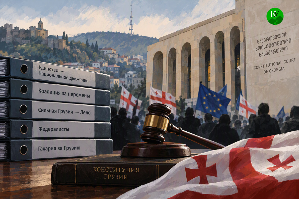 Ban on parties in Georgia. Illustration created by "Caucasian Knot" using AI in Copilot program