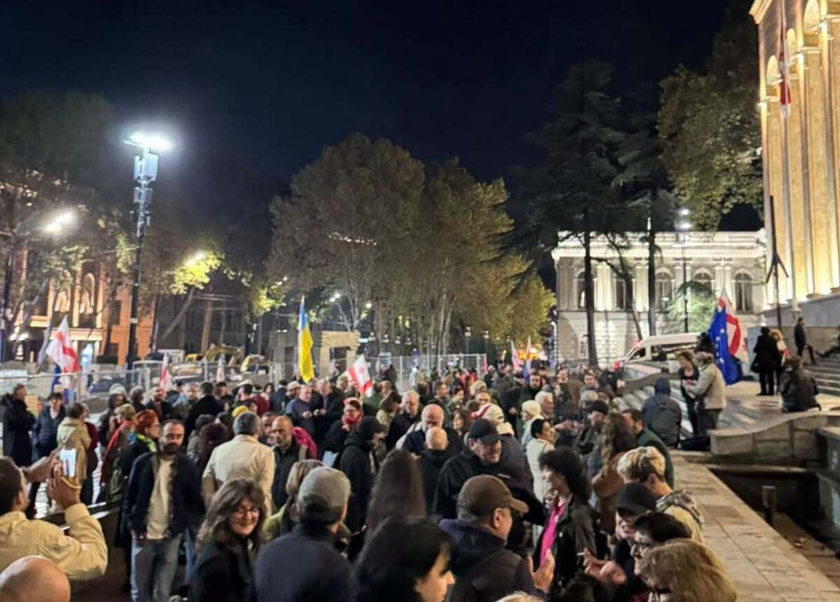 Participants of the protest action in front of the Parliament of Georgia. Photo: Photo: Giorgi Mumladze / Facebook*